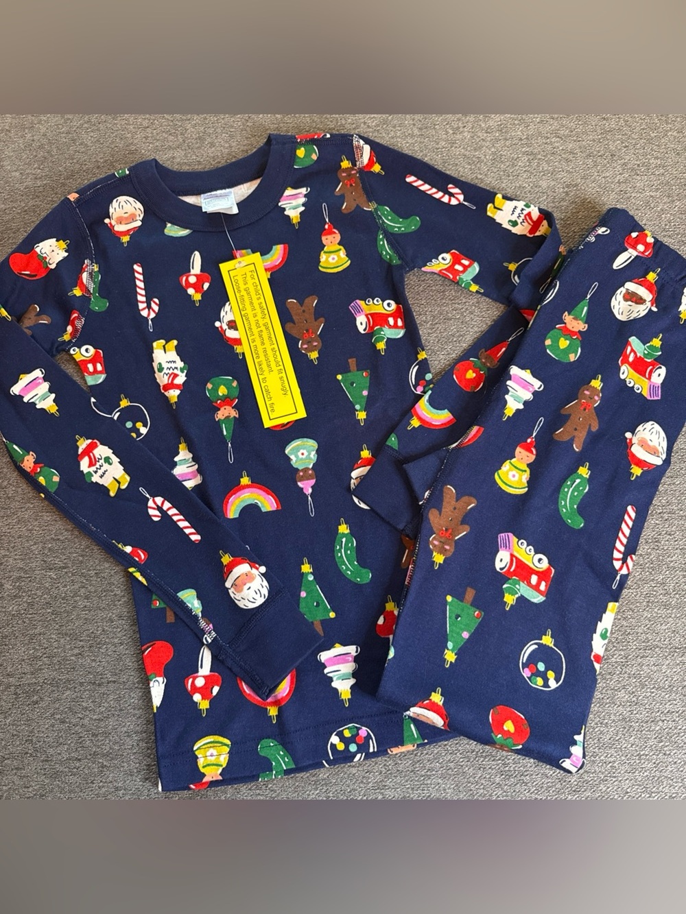 Hanna Andersson Holiday Christmas ornament Long John PJ  pajama Sz 140 US 10